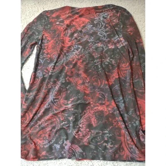 Vintage Y2K XL Red Black Whimsygoth Goth Tunic Front Tie Stretchy Long - Picture 11 of 16